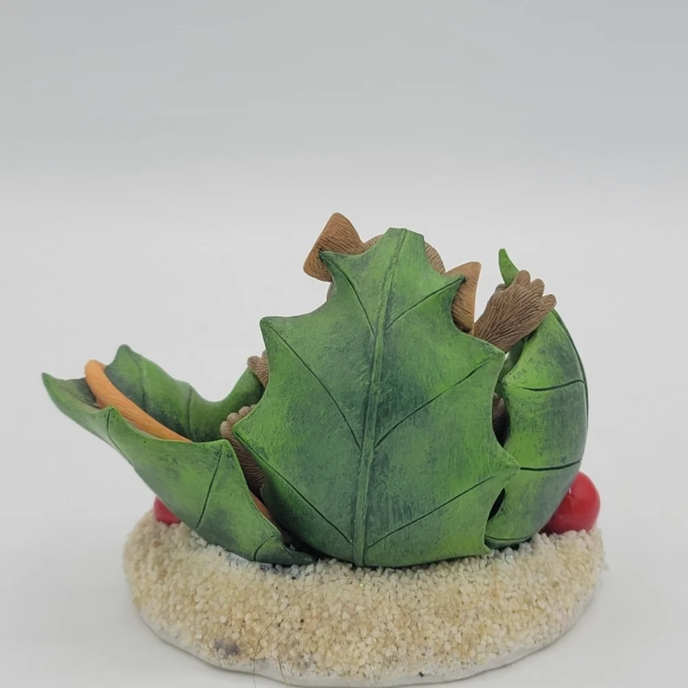 Fitz and Floyd Charming Tails Happy Holly Days Mouse w Holly Leaves 90s Vintage - Picture 4 of 12